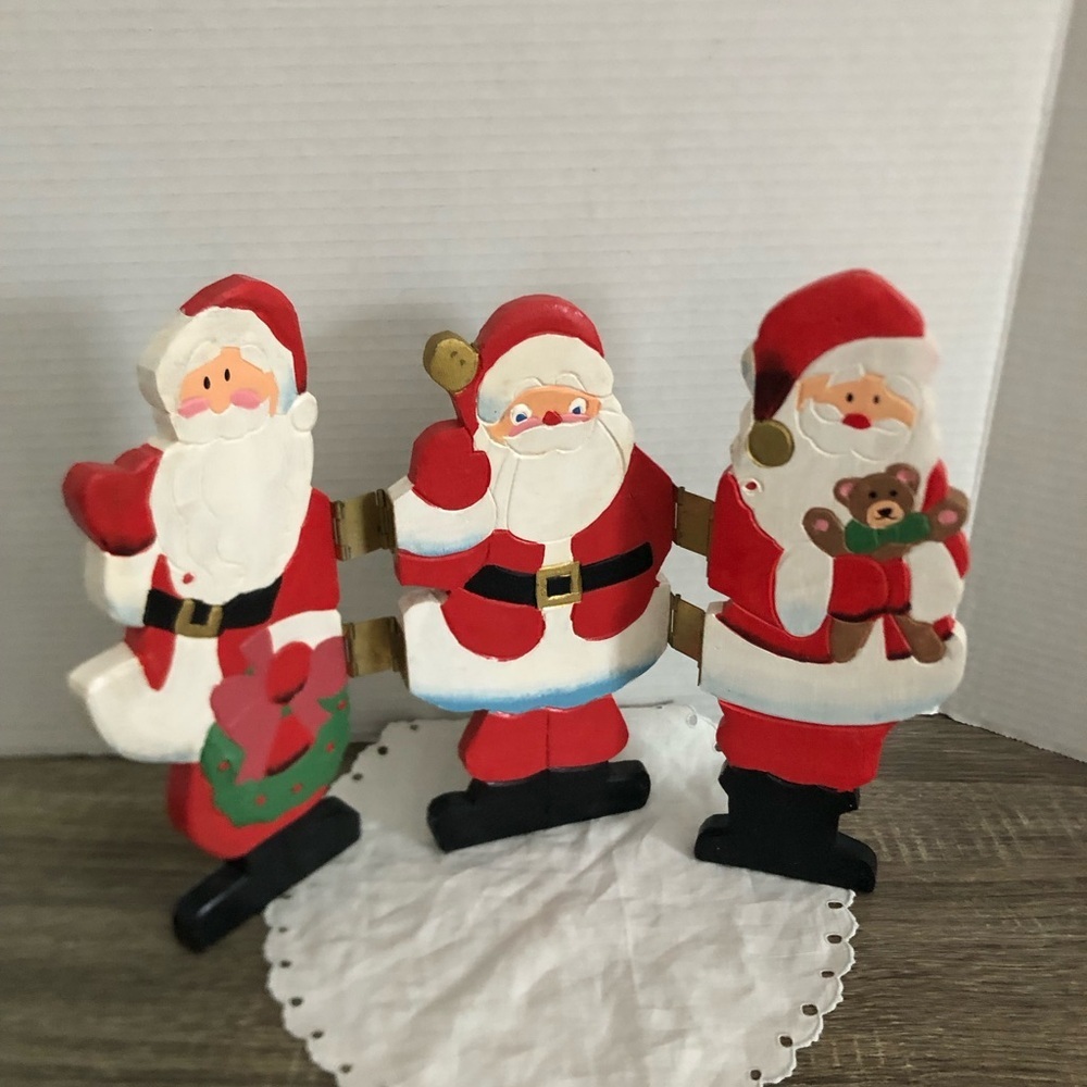 Vtg Festive Santa Claus Wooden Tabletop Decor